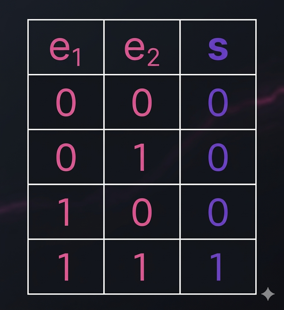 table de vérité AND