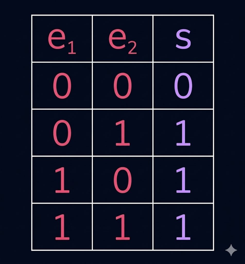 table de vérité OR