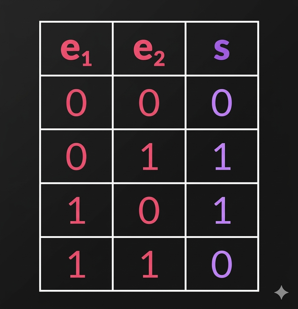 table de vérité XOR